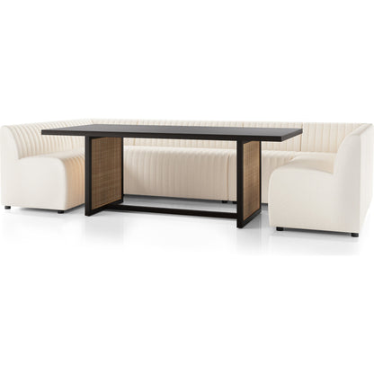 Augustine Dining Banquette by Four Hands in capri oatmeal. Made from 100% polyester, 80% polyurethane foam, 20% polyester fiber in a modern style.