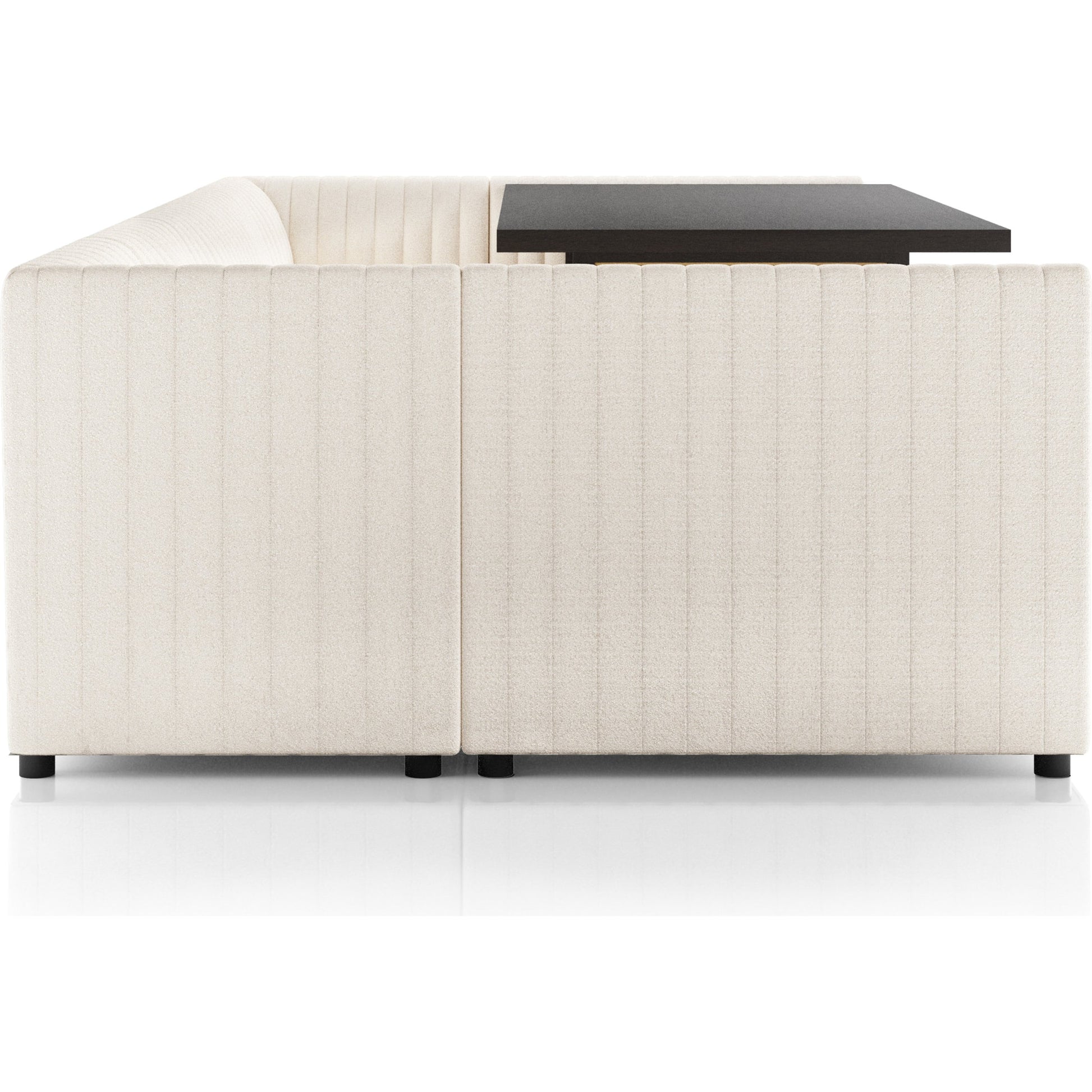 Augustine Dining Banquette by Four Hands in capri oatmeal. Made from 100% polyester, 80% polyurethane foam, 20% polyester fiber in a modern style.