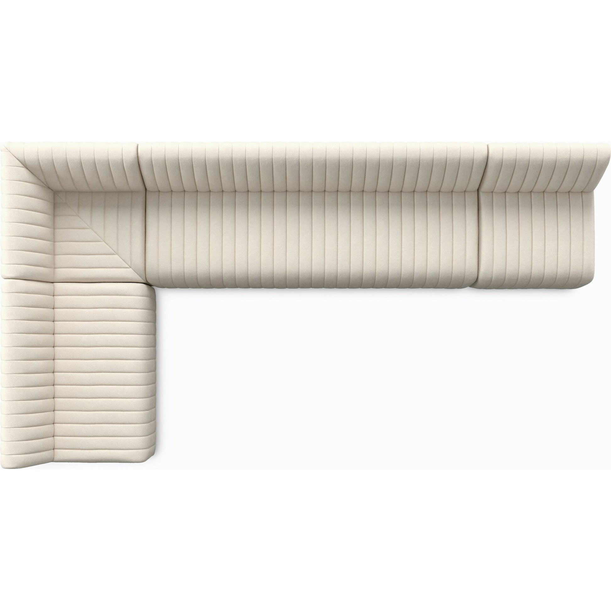 Augustine Dining Banquette by Four Hands in capri oatmeal. Made from 100% polyester, 80% polyurethane foam, 20% polyester fiber in a modern style.