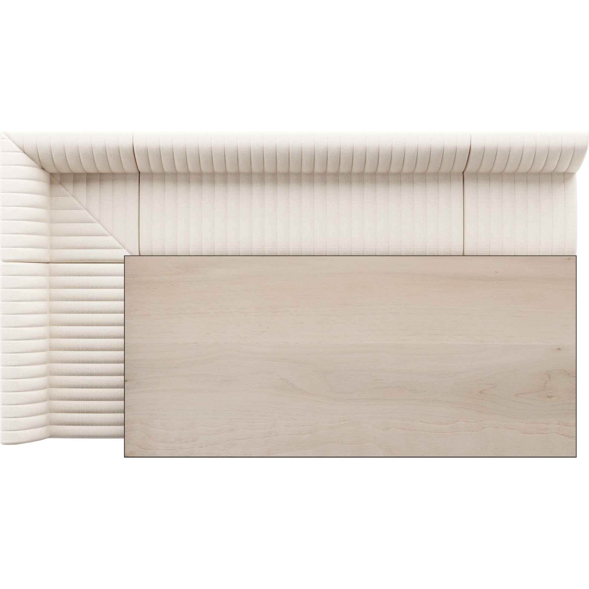 Augustine Dining Banquette by Four Hands in capri oatmeal. Made from 100% polyester, 80% polyurethane foam, 20% polyester fiber in a modern style.