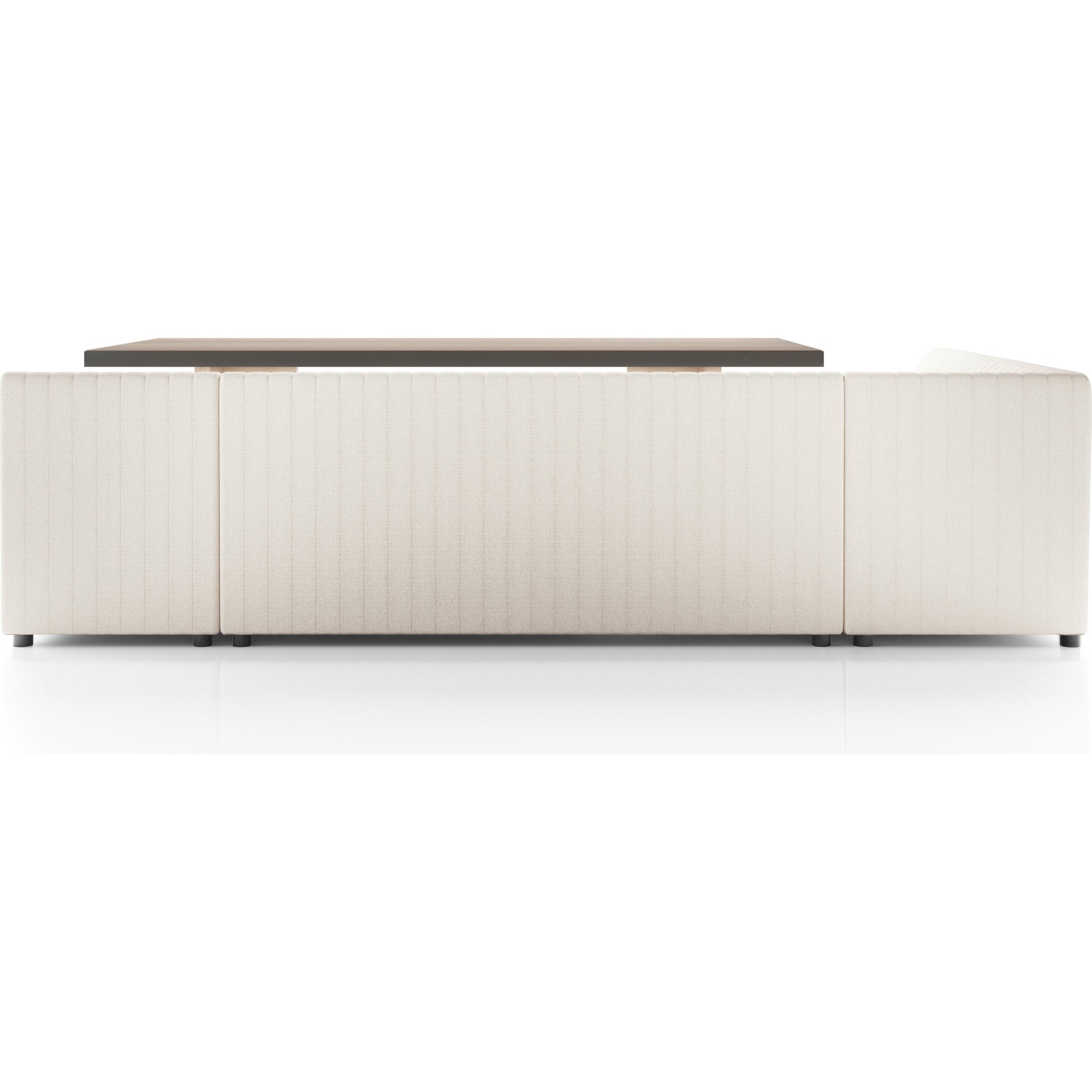 Augustine Dining Banquette by Four Hands in capri oatmeal. Made from 100% polyester, 80% polyurethane foam, 20% polyester fiber in a modern style.