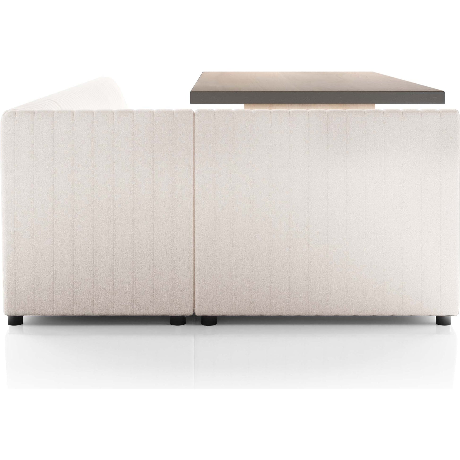 Augustine Dining Banquette by Four Hands in capri oatmeal. Made from 100% polyester, 80% polyurethane foam, 20% polyester fiber in a modern style.