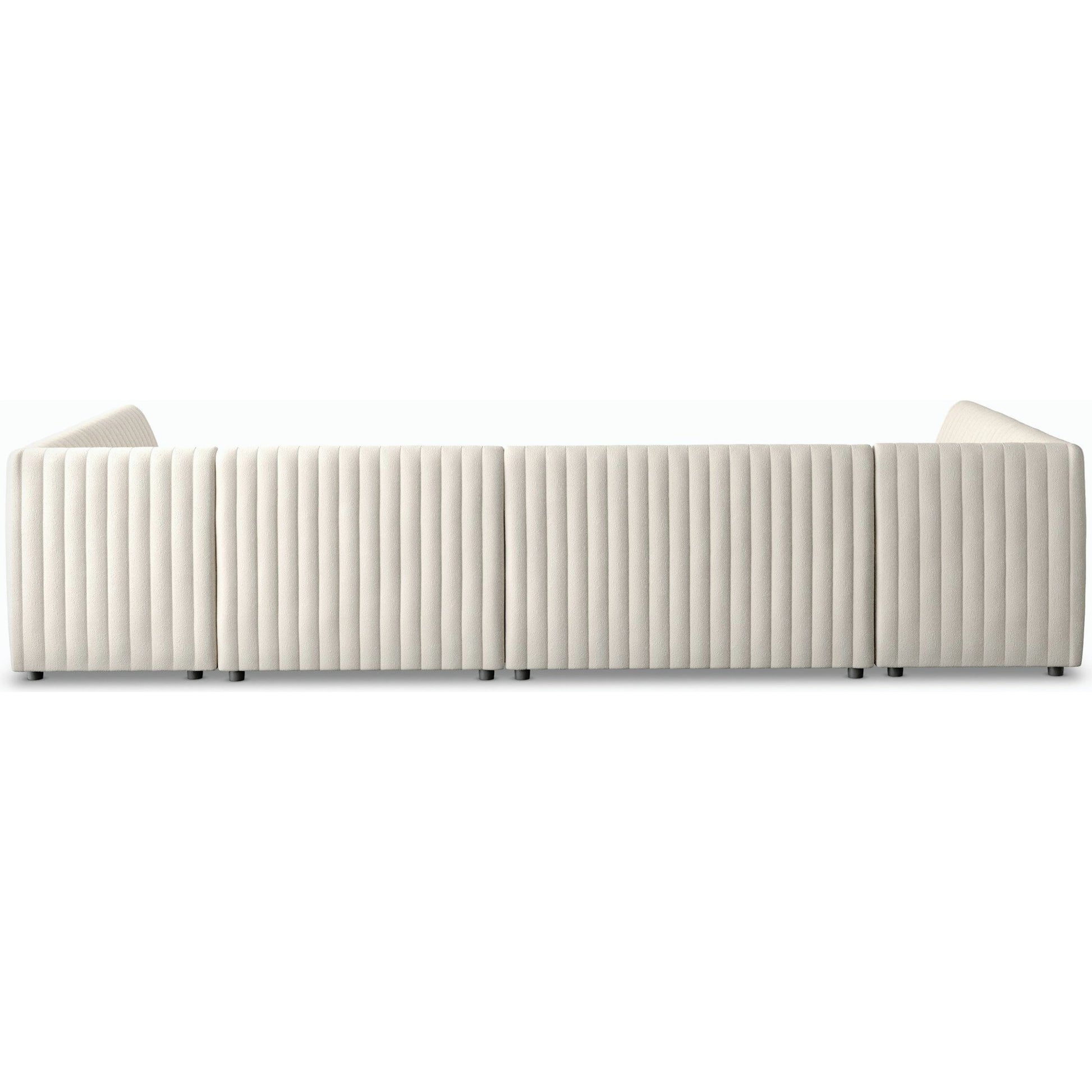 Augustine Dining Banquette by Four Hands in capri oatmeal. Made from 100% polyester, 80% polyurethane foam, 20% polyester fiber in a modern style.