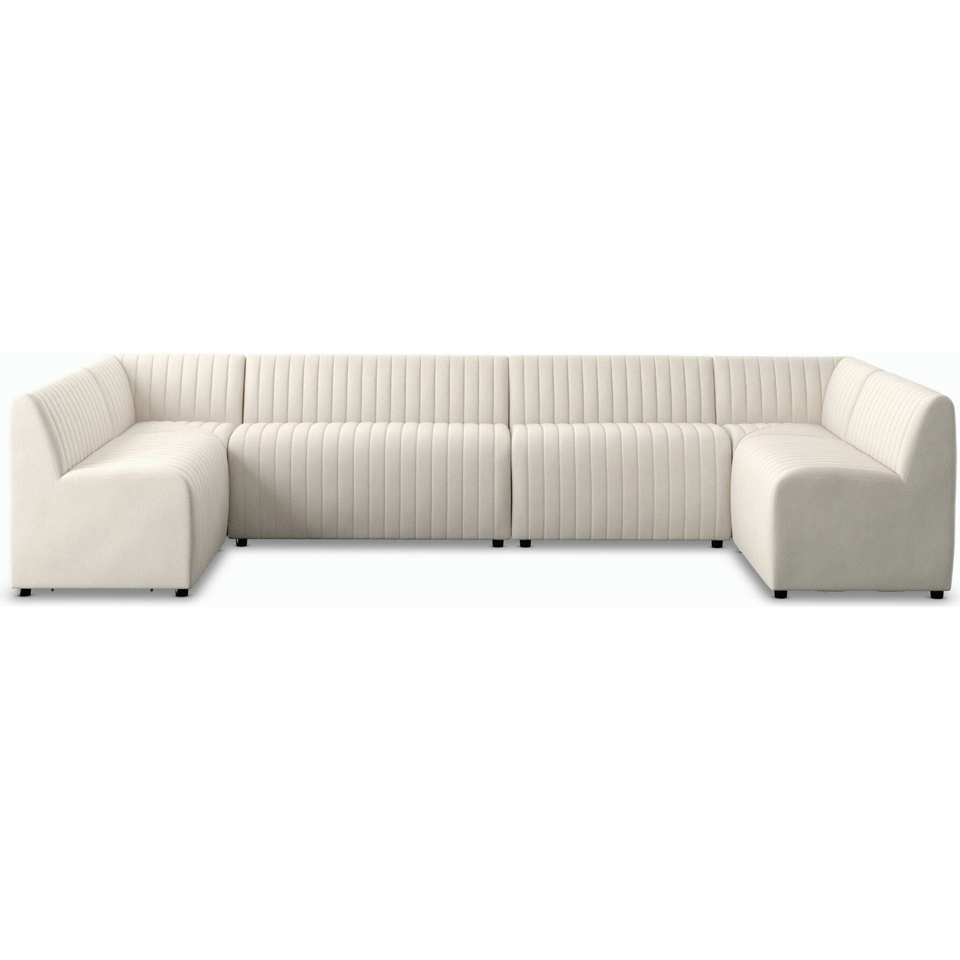 Augustine Dining Banquette by Four Hands in capri oatmeal. Made from 100% polyester, 80% polyurethane foam, 20% polyester fiber in a modern style.