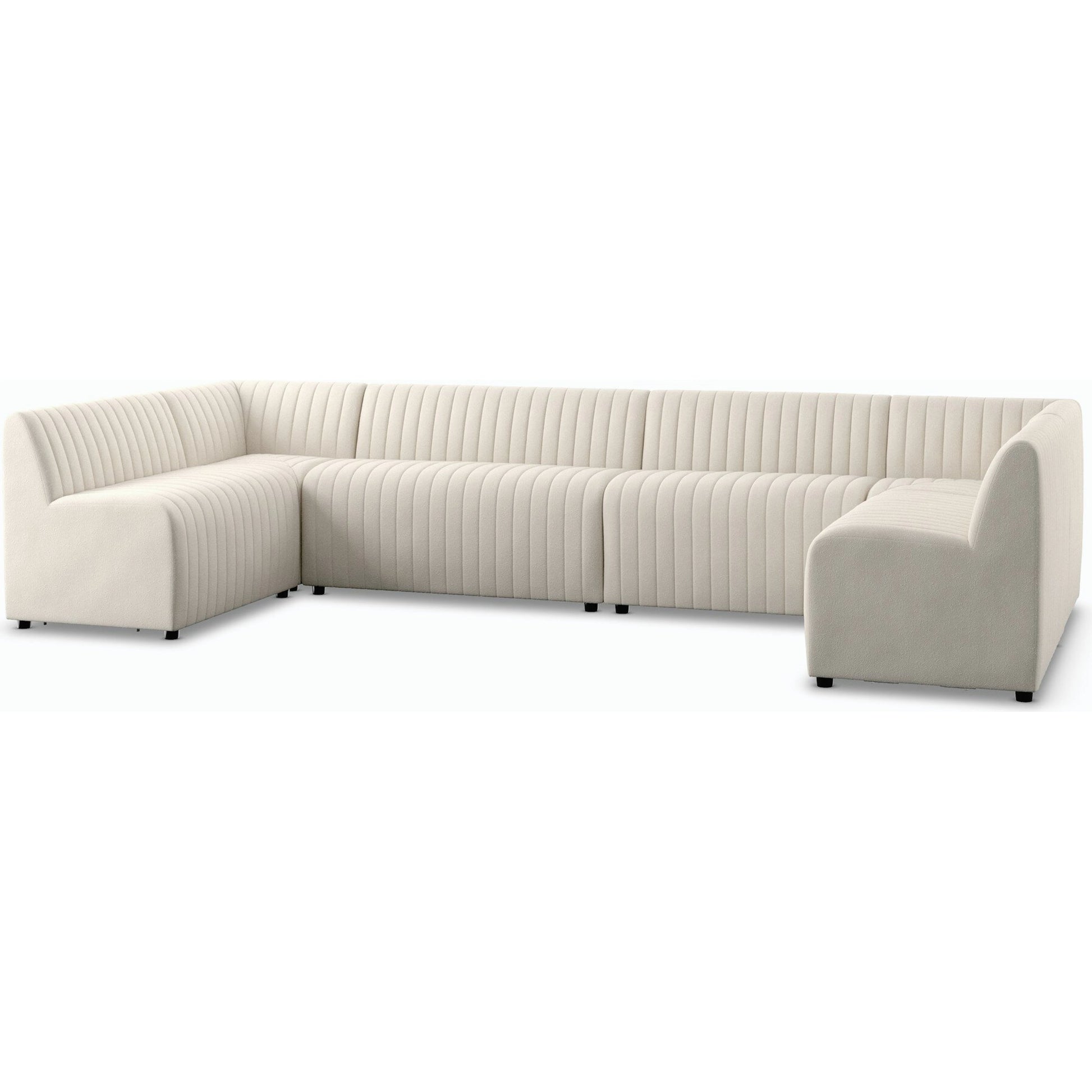 Augustine Dining Banquette by Four Hands in capri oatmeal. Made from 100% polyester, 80% polyurethane foam, 20% polyester fiber in a modern style.