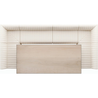 Augustine Dining Banquette by Four Hands in capri oatmeal. Made from 100% polyester, 80% polyurethane foam, 20% polyester fiber in a modern style.