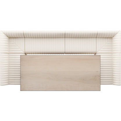 Augustine Dining Banquette by Four Hands in capri oatmeal. Made from 100% polyester, 80% polyurethane foam, 20% polyester fiber in a modern style.