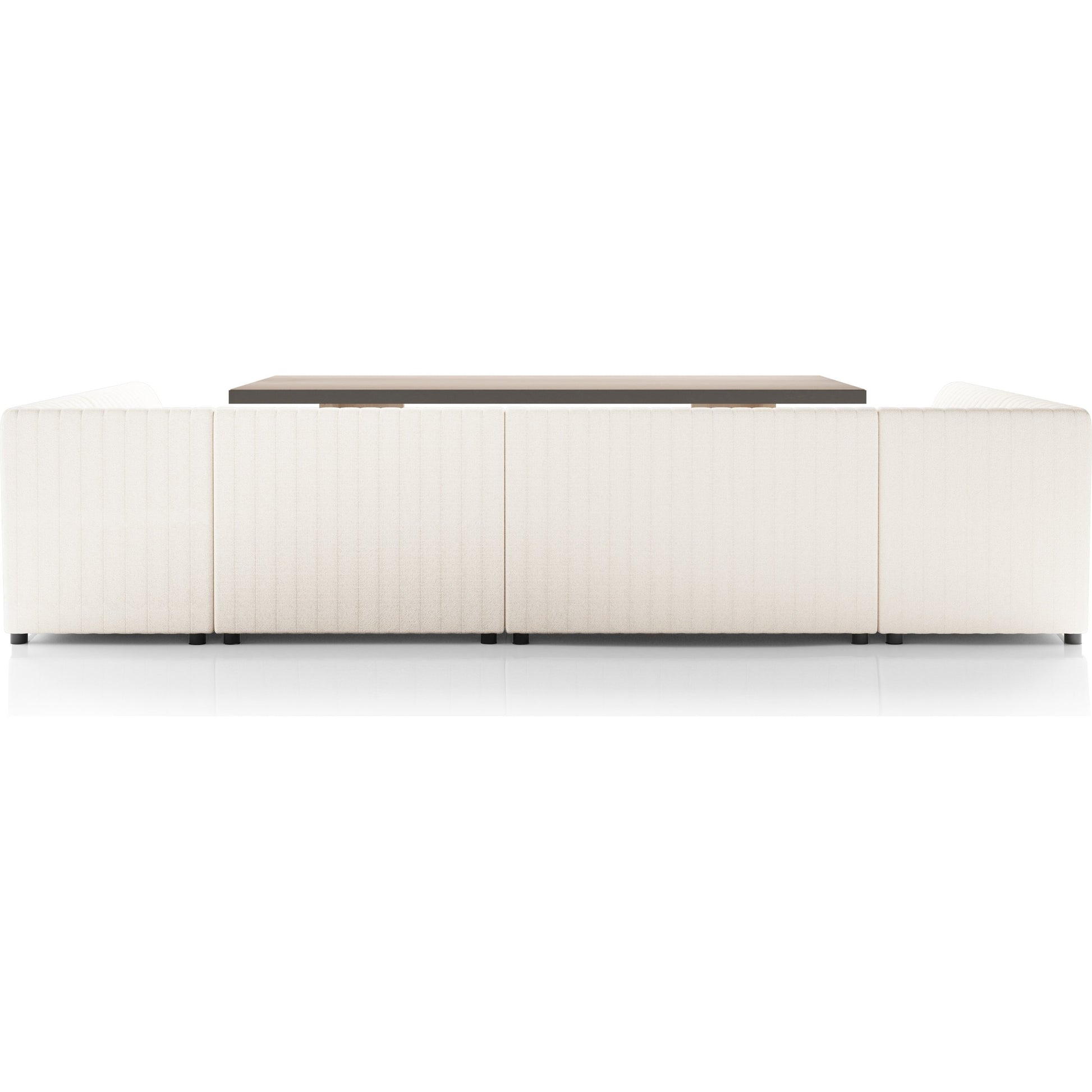 Augustine Dining Banquette by Four Hands in capri oatmeal. Made from 100% polyester, 80% polyurethane foam, 20% polyester fiber in a modern style.