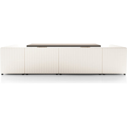 Augustine Dining Banquette by Four Hands in capri oatmeal. Made from 100% polyester, 80% polyurethane foam, 20% polyester fiber in a modern style.