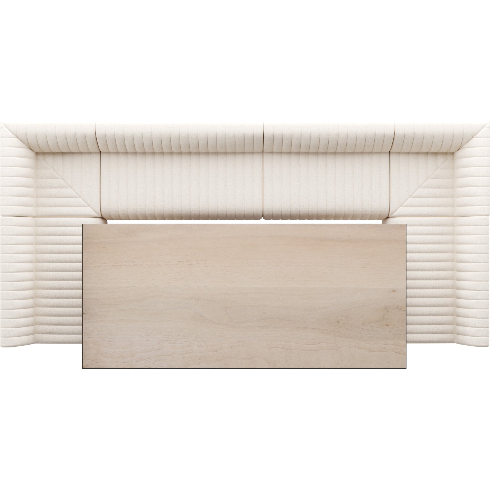 Augustine Dining Banquette by Four Hands in capri oatmeal. Made from 100% polyester, 80% polyurethane foam, 20% polyester fiber in a modern style.