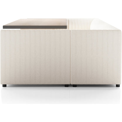 Augustine Dining Banquette by Four Hands in capri oatmeal. Made from 100% polyester, 80% polyurethane foam, 20% polyester fiber in a modern style.