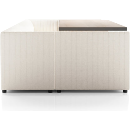 Augustine Dining Banquette by Four Hands in capri oatmeal. Made from 100% polyester, 80% polyurethane foam, 20% polyester fiber in a modern style.