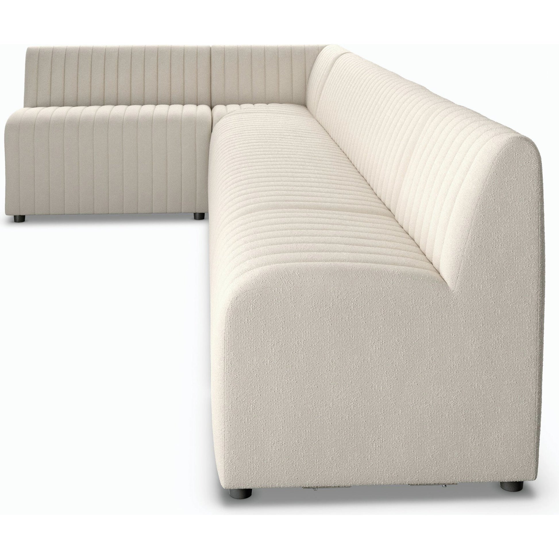 Augustine Dining Banquette by Four Hands in capri oatmeal. Made from 100% polyester, 80% polyurethane foam, 20% polyester fiber in a modern style.