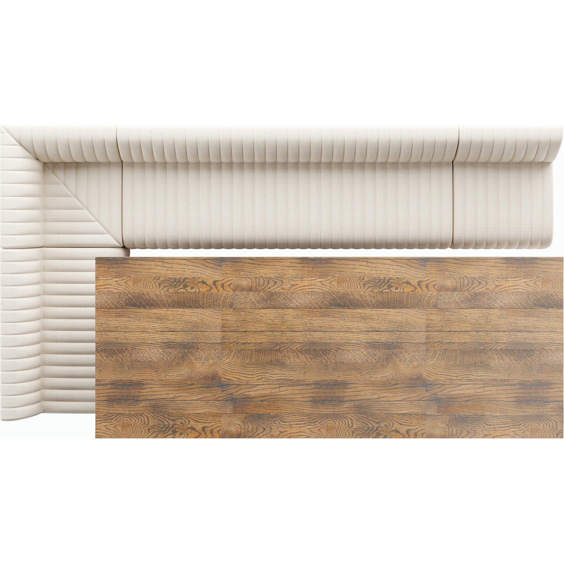 Augustine Dining Banquette by Four Hands in capri oatmeal. Made from 100% polyester, 80% polyurethane foam, 20% polyester fiber in a modern style.