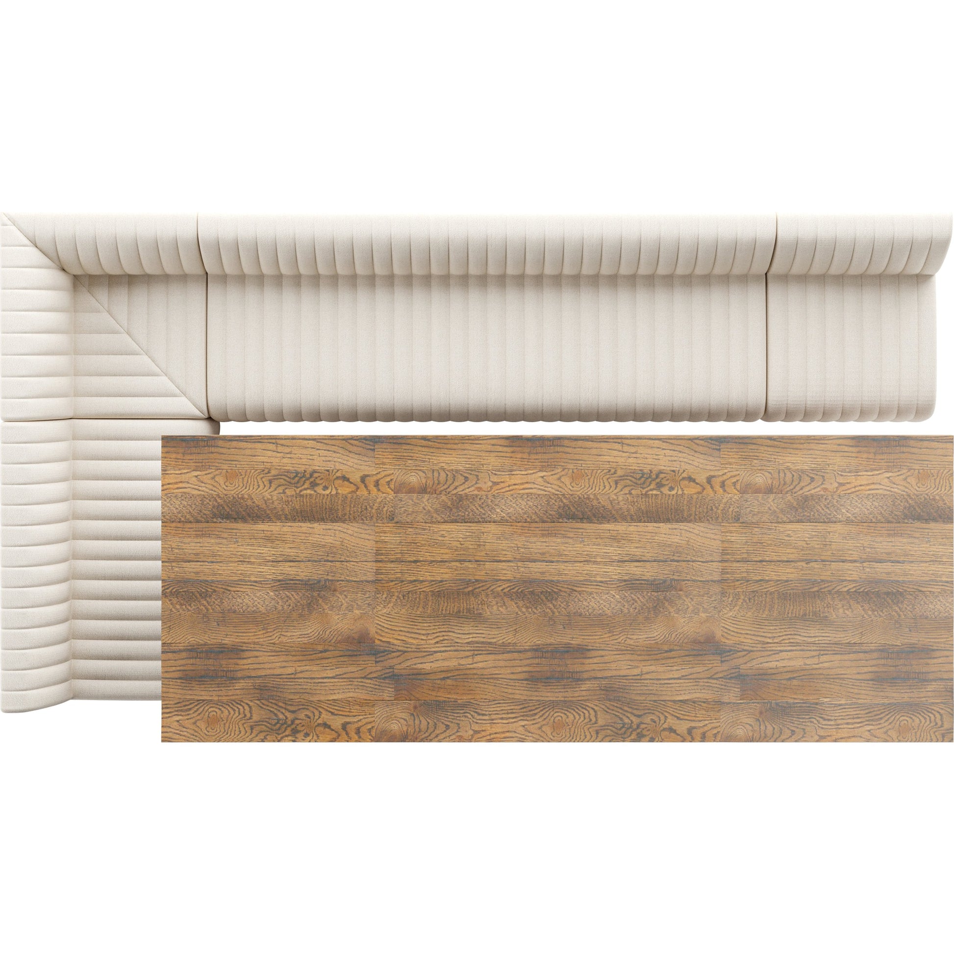 Augustine Dining Banquette by Four Hands in capri oatmeal. Made from 100% polyester, 80% polyurethane foam, 20% polyester fiber in a modern style.