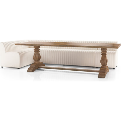 Augustine Dining Banquette by Four Hands in capri oatmeal. Made from 100% polyester, 80% polyurethane foam, 20% polyester fiber in a modern style.