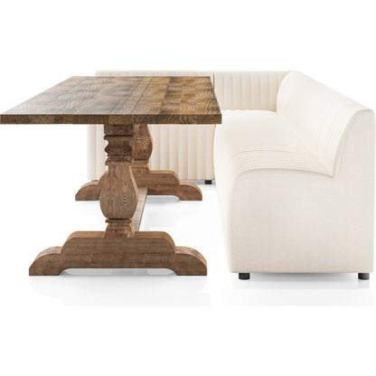 Augustine Dining Banquette by Four Hands in capri oatmeal. Made from 100% polyester, 80% polyurethane foam, 20% polyester fiber in a modern style.