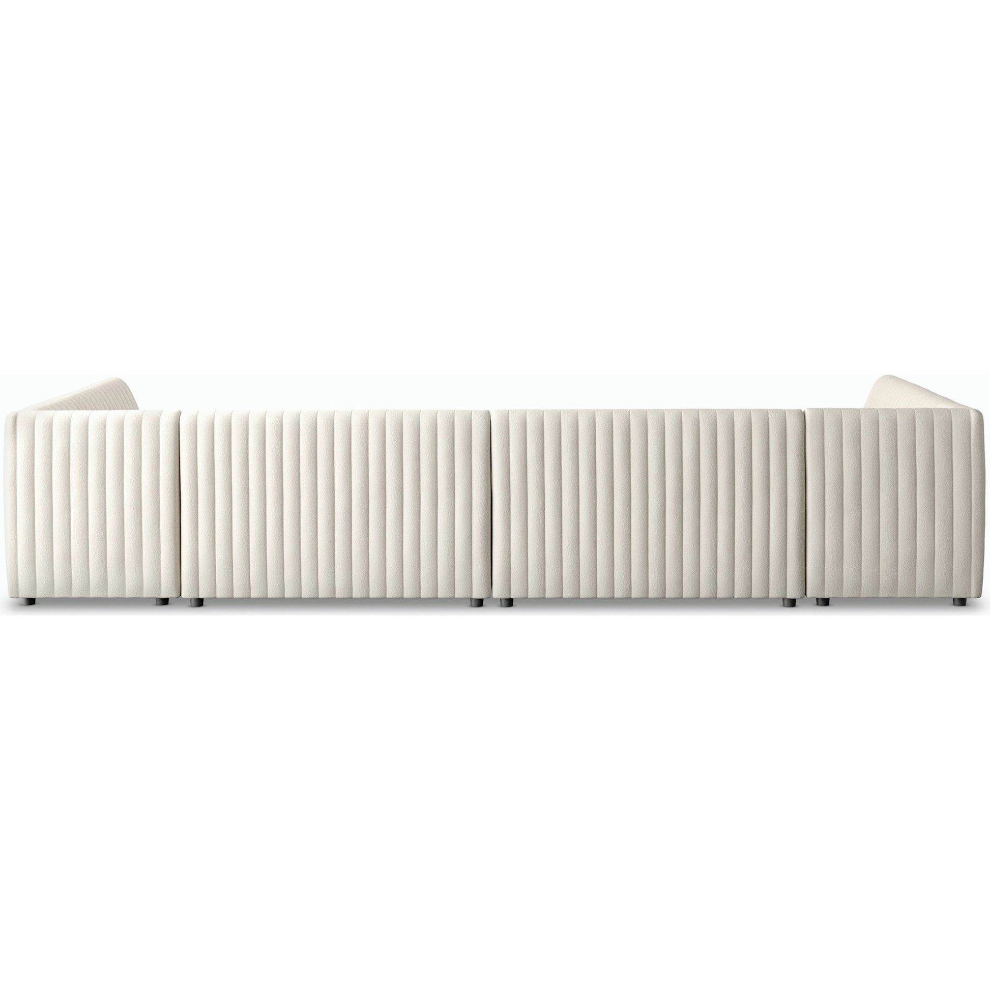 Augustine Dining Banquette by Four Hands in capri oatmeal. Made from 100% polyester, 80% polyurethane foam, 20% polyester fiber in a modern style.