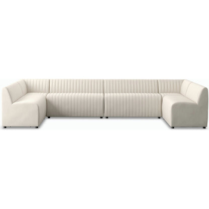 Augustine Dining Banquette by Four Hands in capri oatmeal. Made from 100% polyester, 80% polyurethane foam, 20% polyester fiber in a modern style.