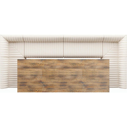Augustine Dining Banquette by Four Hands in capri oatmeal. Made from 100% polyester, 80% polyurethane foam, 20% polyester fiber in a modern style.