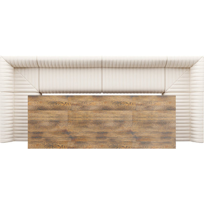 Augustine Dining Banquette by Four Hands in capri oatmeal. Made from 100% polyester, 80% polyurethane foam, 20% polyester fiber in a modern style.