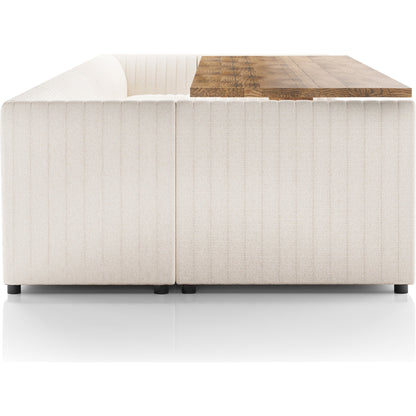 Augustine Dining Banquette by Four Hands in capri oatmeal. Made from 100% polyester, 80% polyurethane foam, 20% polyester fiber in a modern style.