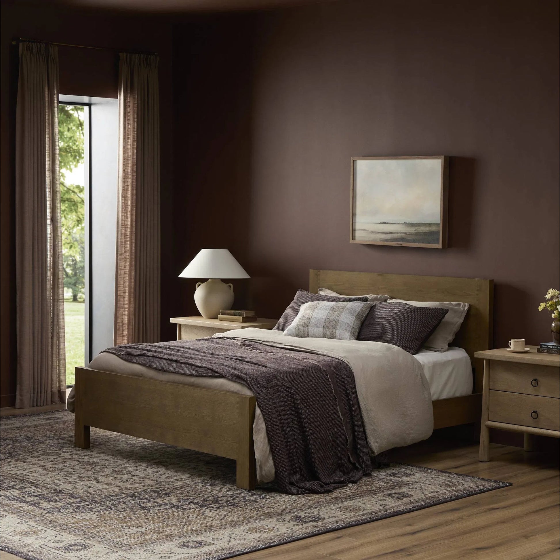Meadow Bed by Four Hands in tawny oak. Made from oak veneer in a modern style.