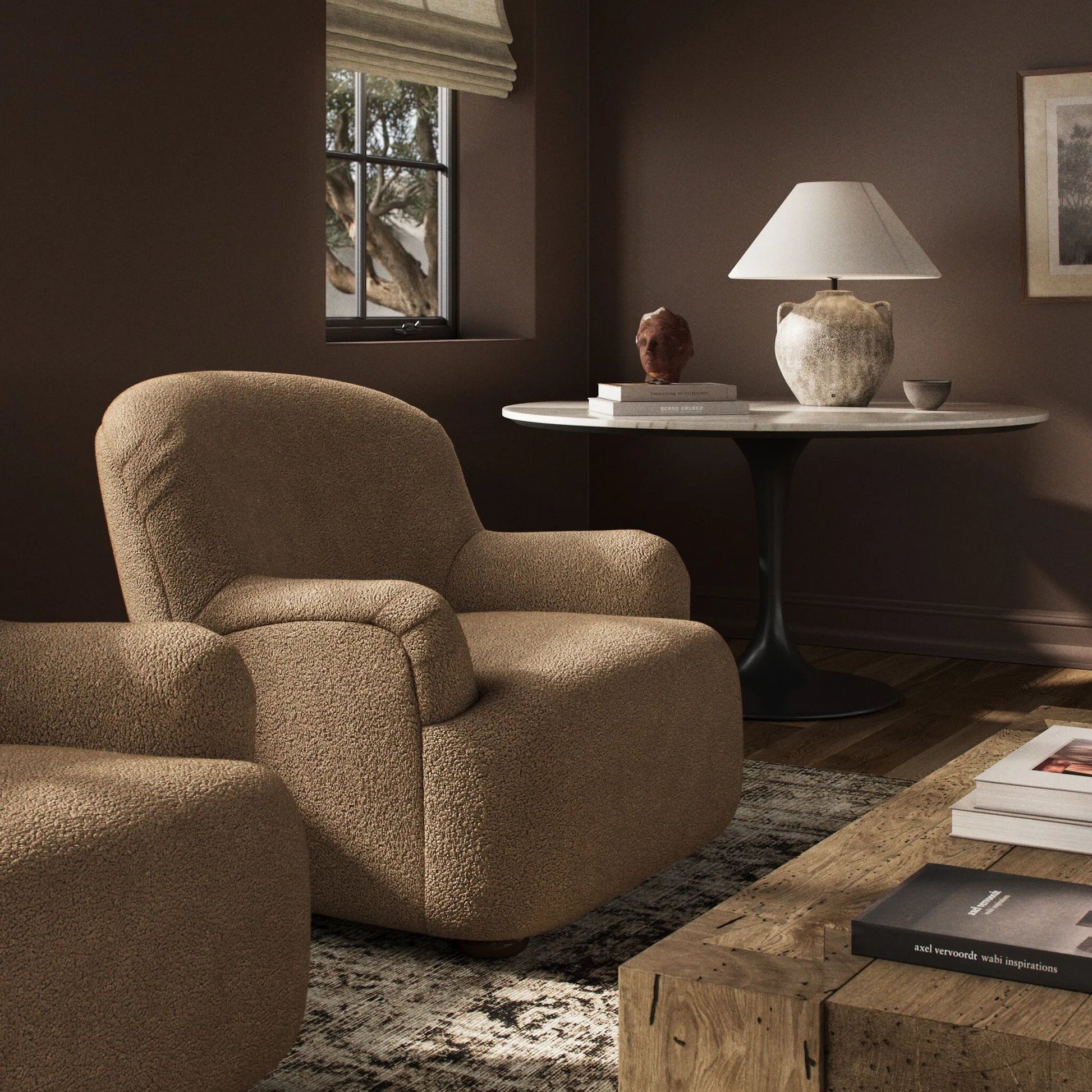Kadon Swivel Chair by Four Hands. Made from 100% polyester, eucalyptus plywood, 100% polypropylene in a modern style.