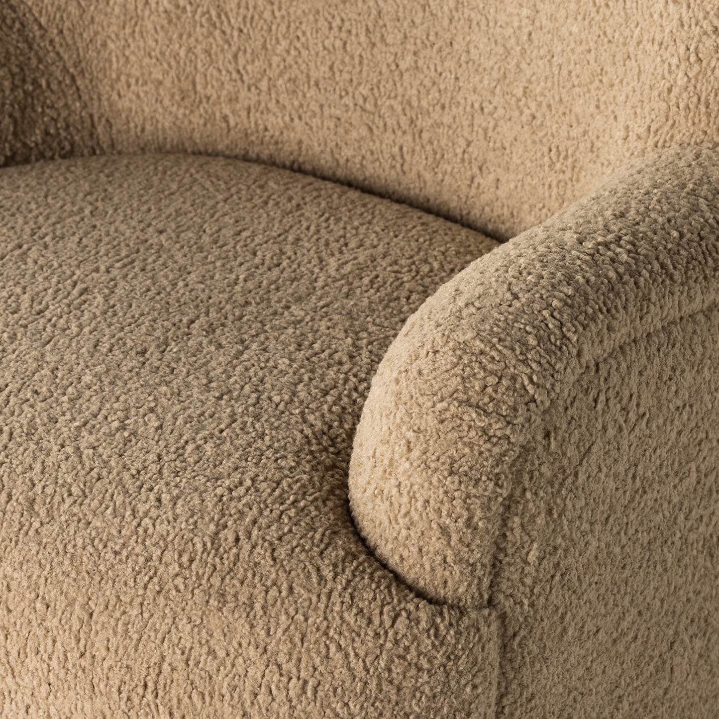007 SI-1902880 | Additional Silo | Kadon Swivel Chair by Four Hands in sheepskin camel. Made from 100% polyester, eucalyptus plywood, 100% polypropylene in a modern style.