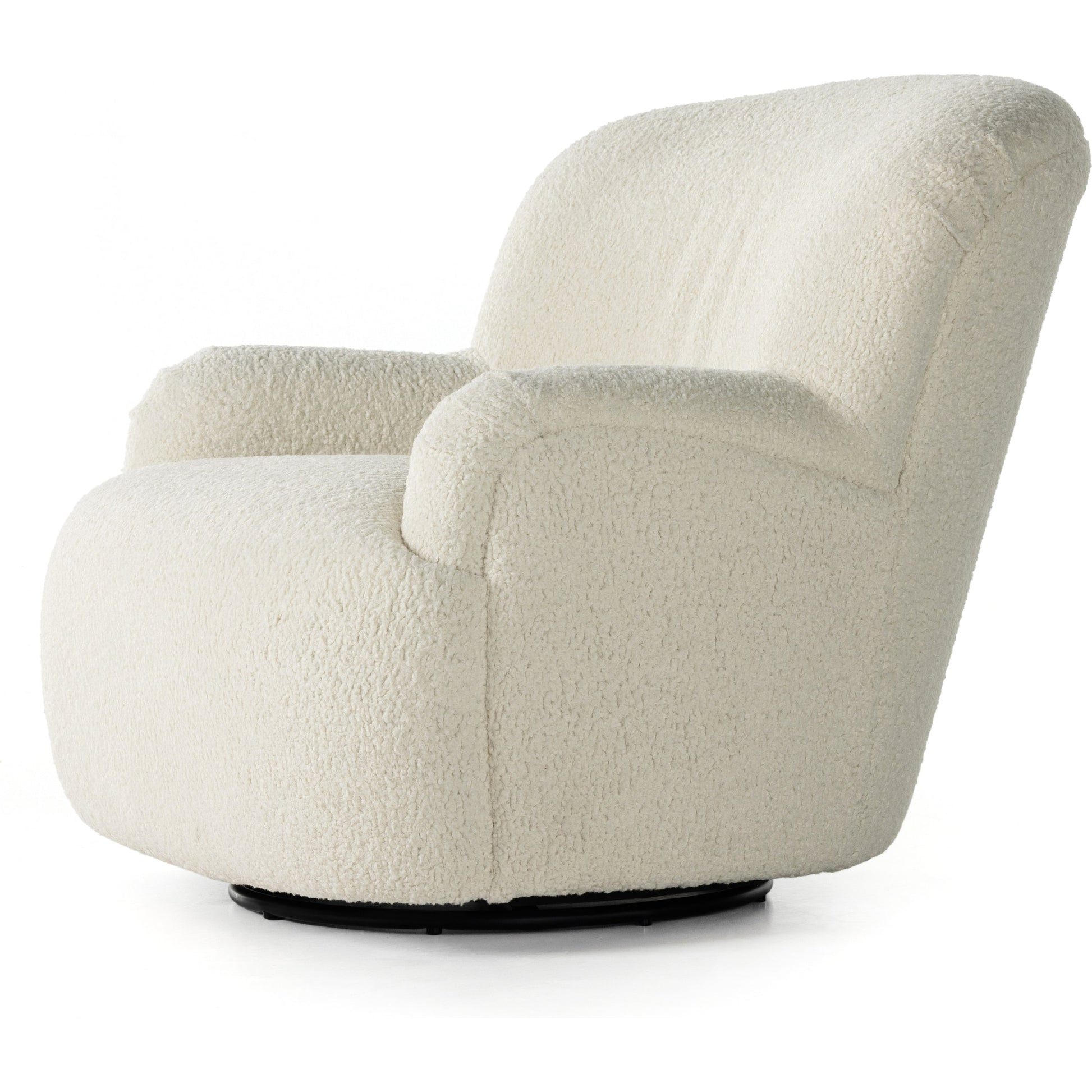 Kadon Swivel Chair by Four Hands in sheepskin camel. Made from 100% polyester, eucalyptus plywood, 100% polypropylene in a modern style.