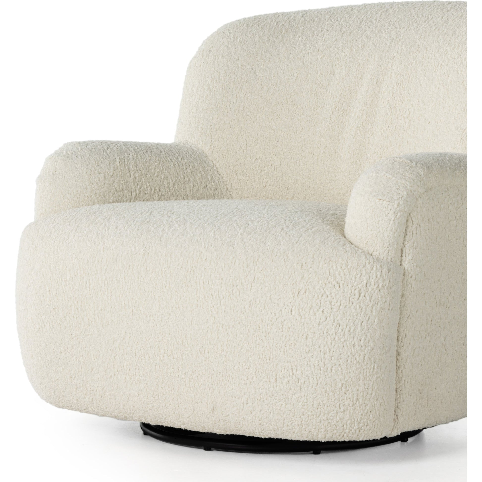 Kadon Swivel Chair by Four Hands in sheepskin camel. Made from 100% polyester, eucalyptus plywood, 100% polypropylene in a modern style.