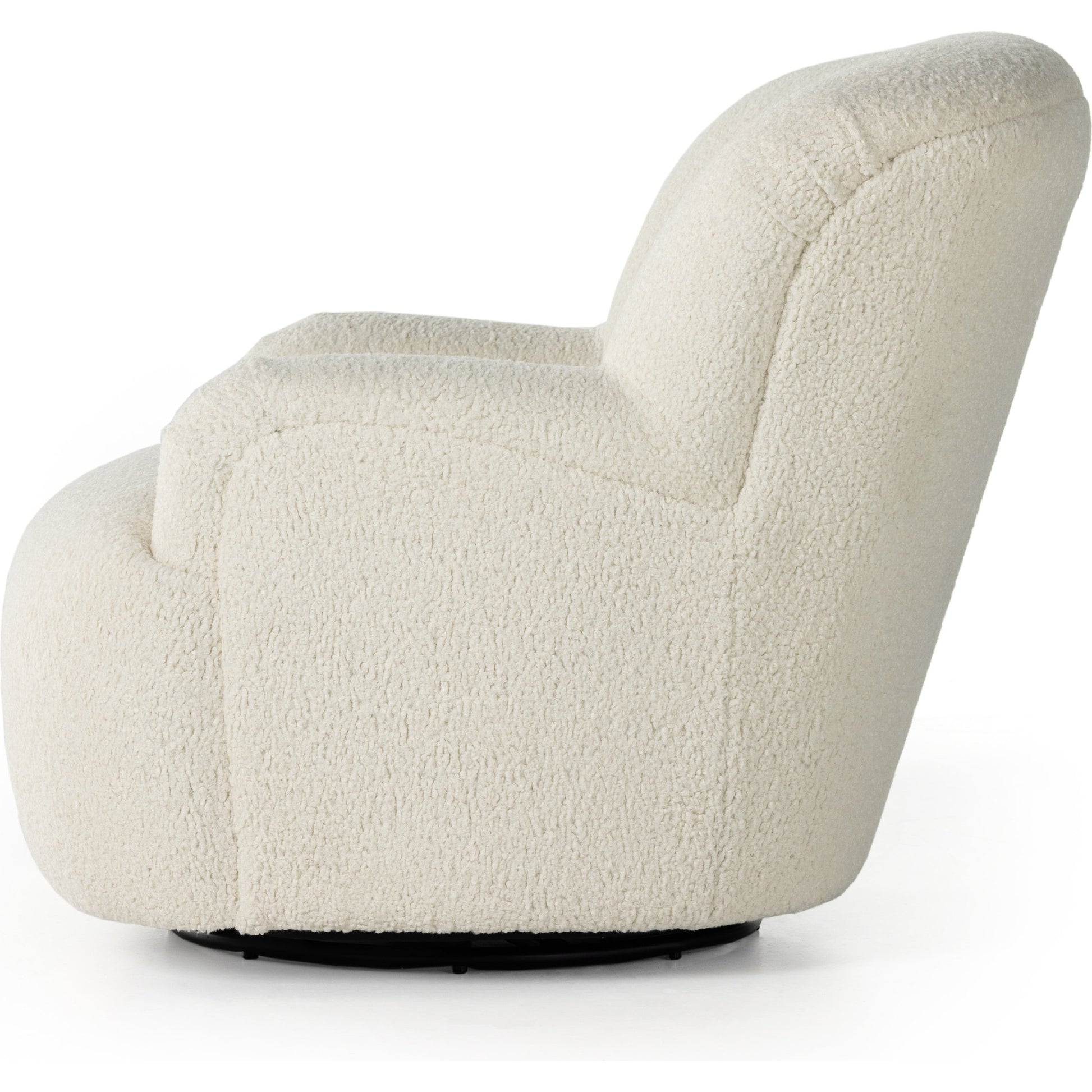 Kadon Swivel Chair by Four Hands in sheepskin camel. Made from 100% polyester, eucalyptus plywood, 100% polypropylene in a modern style.