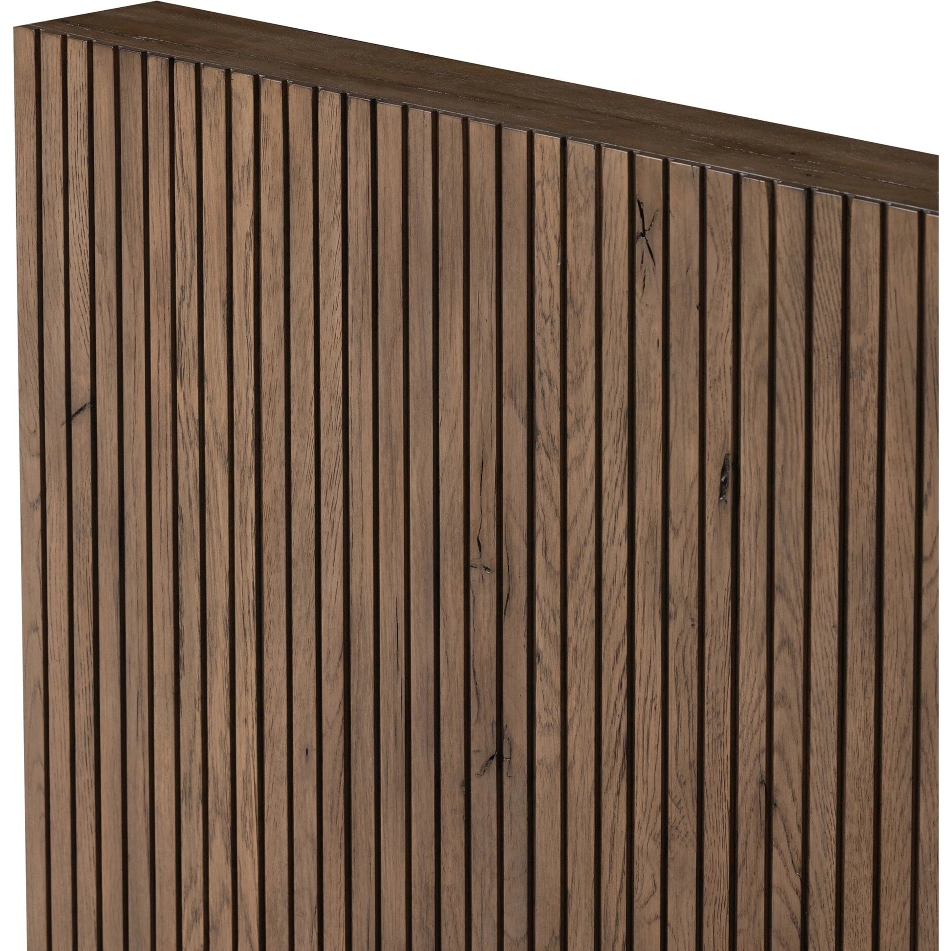 Leo Bed by Four Hands in rustic grey. Made from thick oak veneer, solid oak in a modern style.