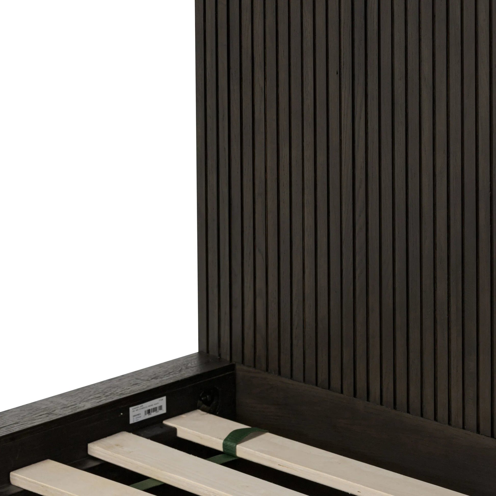 Leo Bed by Four Hands in smoked black, smoked black veneer. Made from solid oak, thick oak veneer in a unique style.