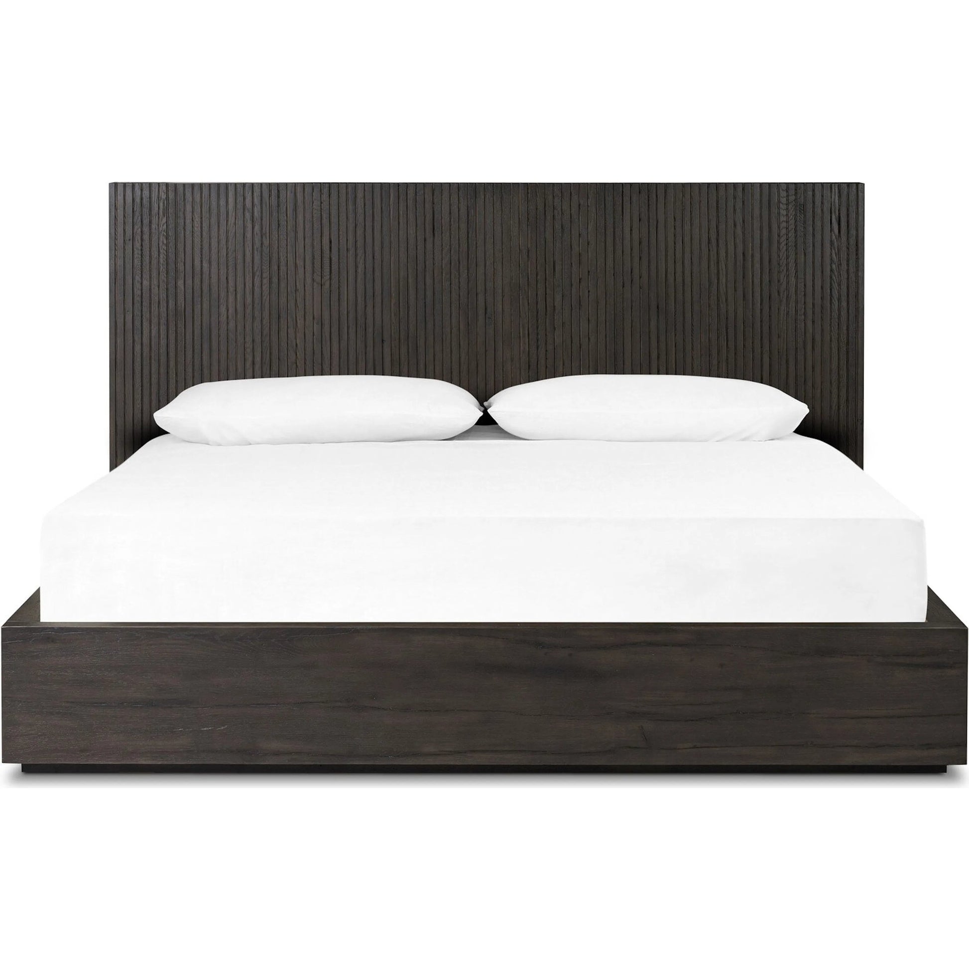Leo Bed by Four Hands in smoked black, smoked black veneer. Made from solid oak, thick oak veneer in a unique style.