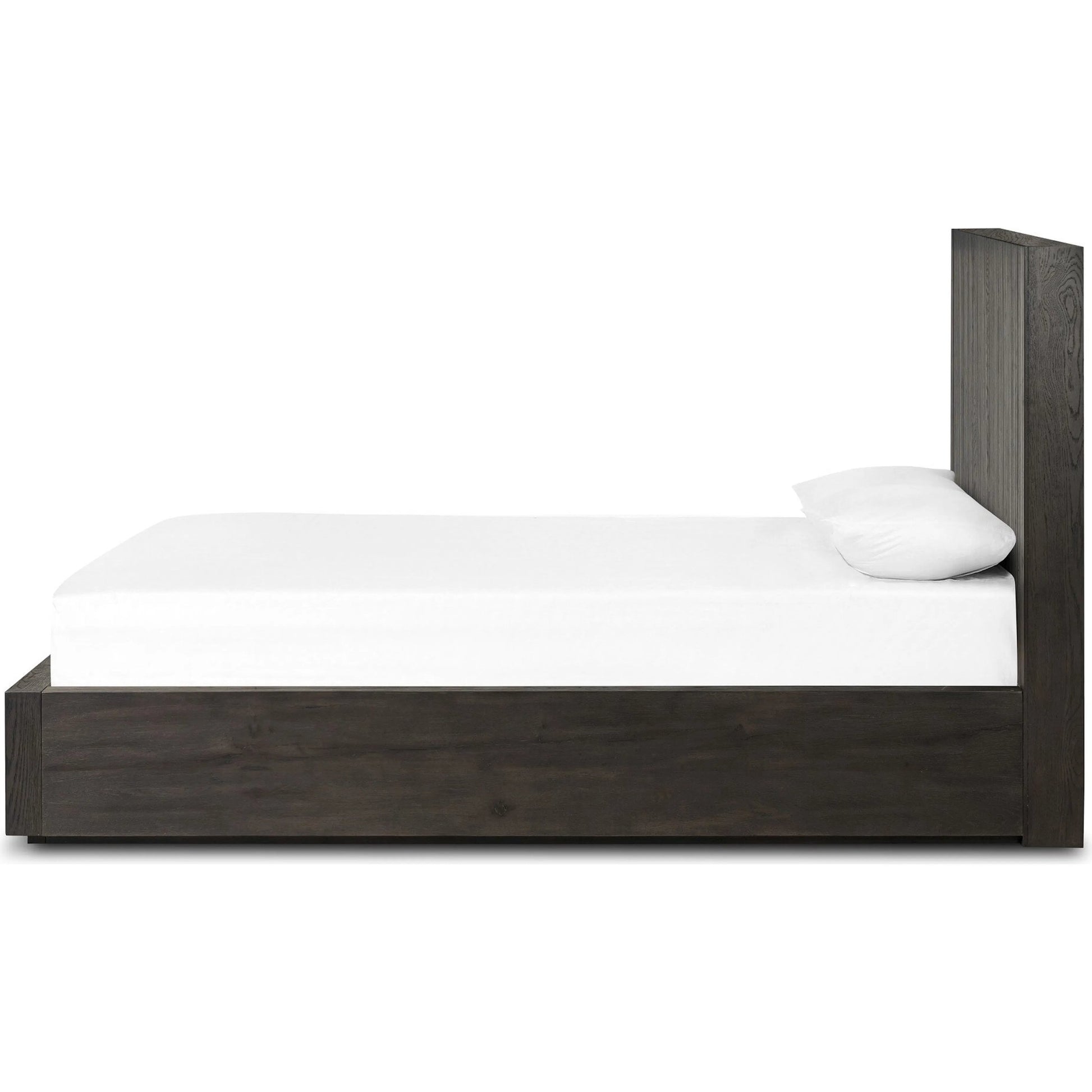 Leo Bed by Four Hands in smoked black, smoked black veneer. Made from solid oak, thick oak veneer in a unique style.