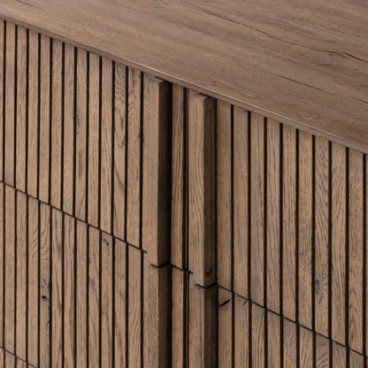 Leo 6 Drawer Dresser by Four Hands in rustic grey. Made from solid oak, thick oak veneer in a modern style.
