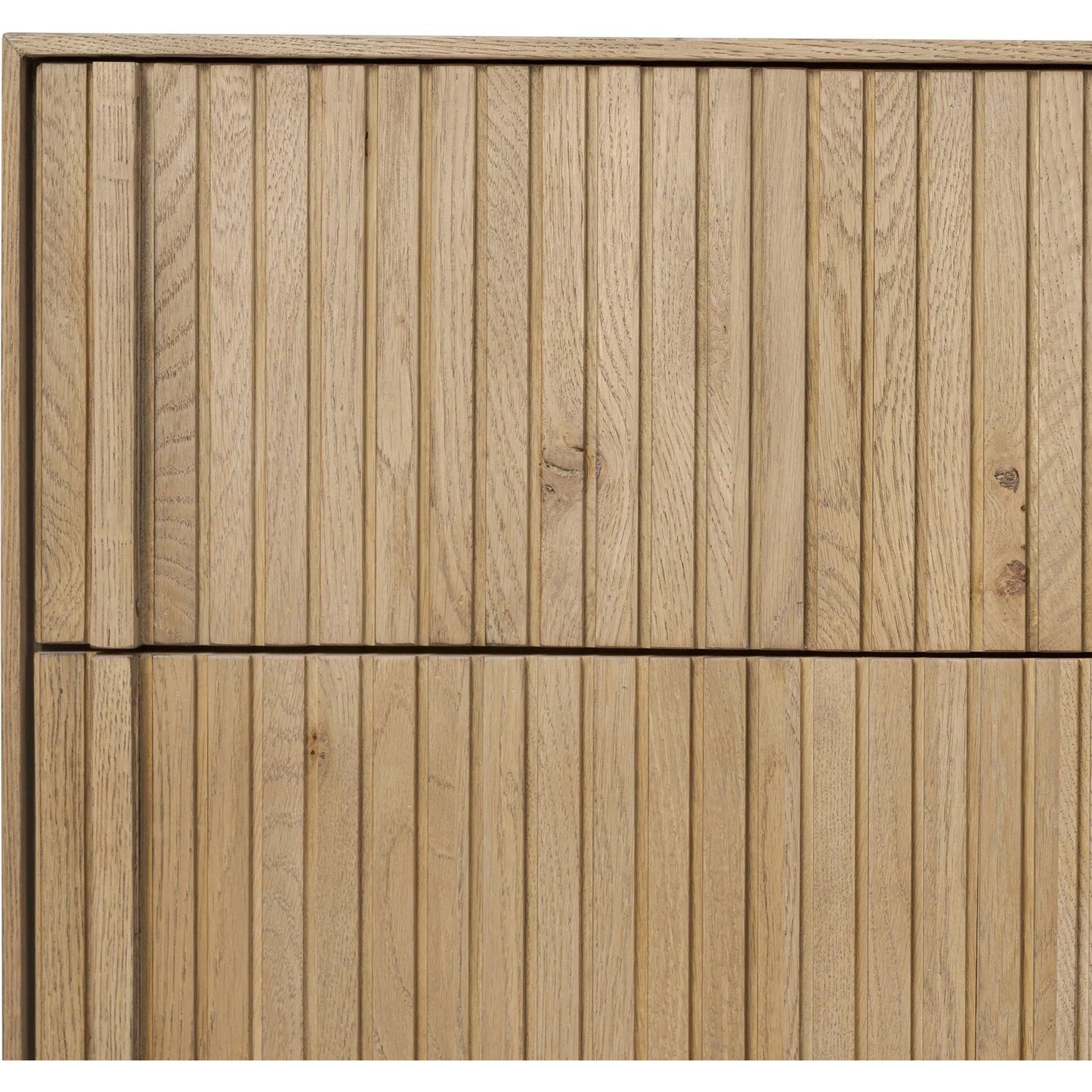 007 SI-2519225 | Closeup | Leo 6 Drawer Dresser by Four Hands in rustic light natural oak, rustic light natural oak veneer. Made from solid oak, thick oak veneer in a transitional style.