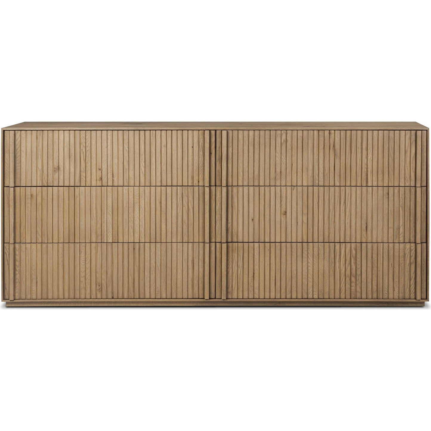 002 SI-2519225 | Additional Silo | Leo 6 Drawer Dresser by Four Hands in rustic light natural oak, rustic light natural oak veneer. Made from solid oak, thick oak veneer in a transitional style.