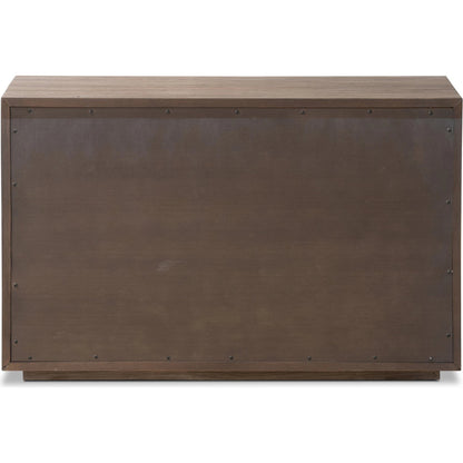 Leo Nightstand by Four Hands in rustic grey. Made from solid oak, thick oak veneer in a modern style.
