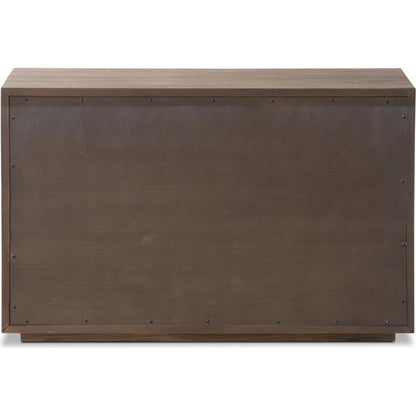 Leo Nightstand by Four Hands in rustic grey. Made from solid oak, thick oak veneer in a modern style.
