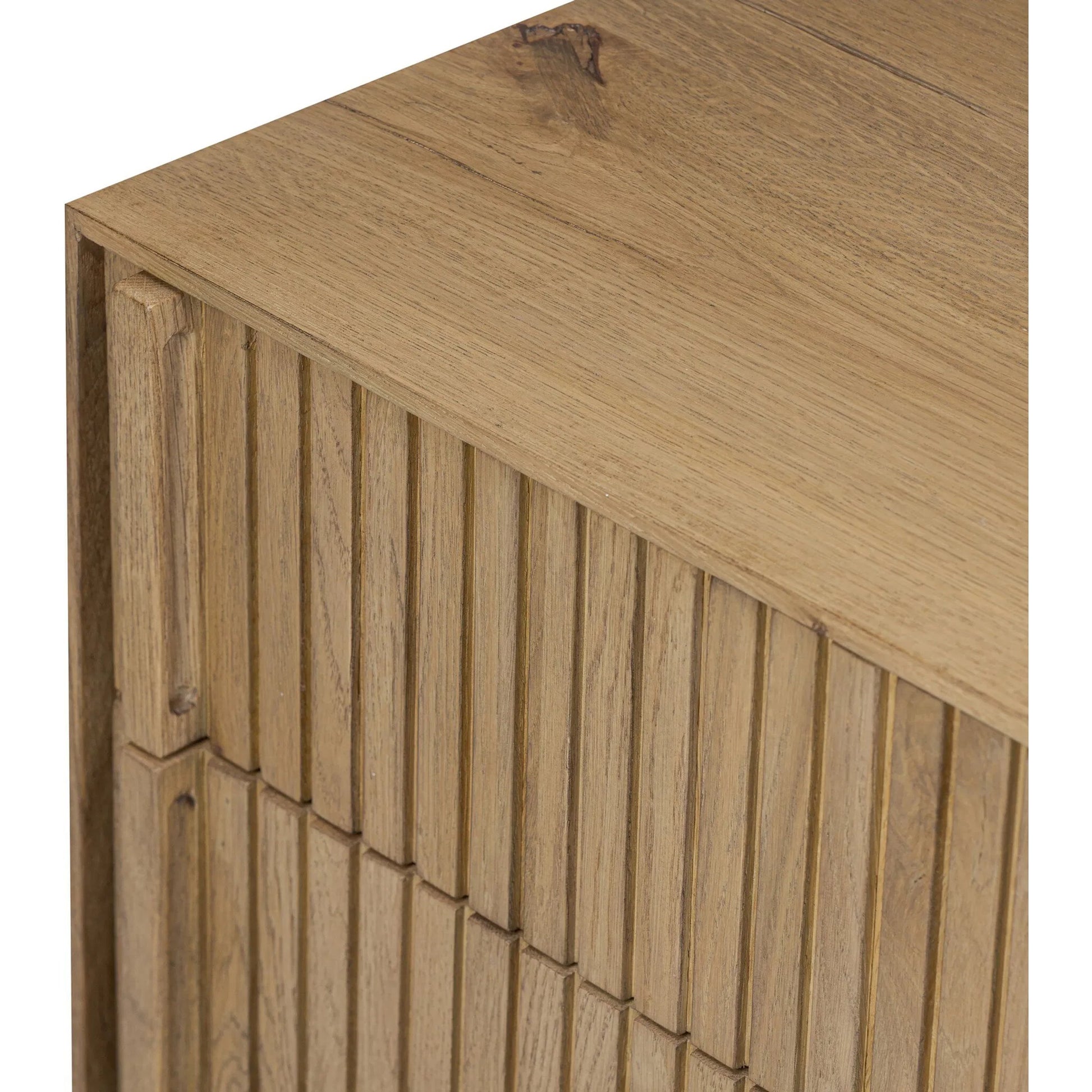 Leo Nightstand by Four Hands. Made from thick oak veneer, solid oak in a transitional style.