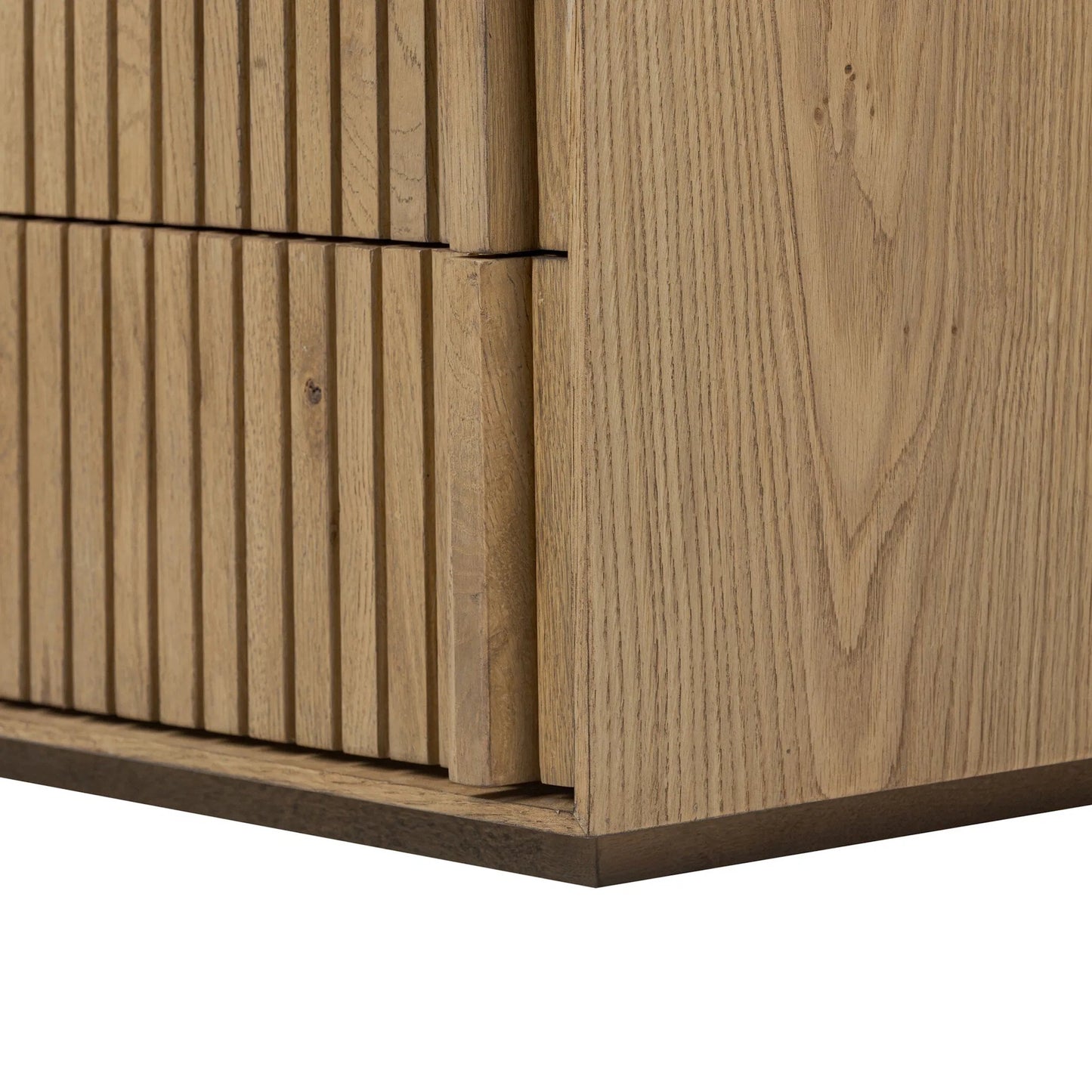016 SI-2519226 | Closeup | Leo Nightstand by Four Hands. Made from thick oak veneer, solid oak in a transitional style.