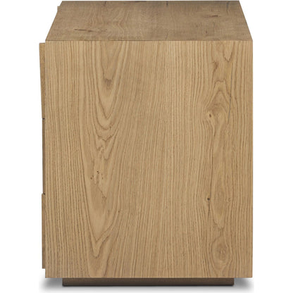 Leo Nightstand by Four Hands. Made from thick oak veneer, solid oak in a transitional style.