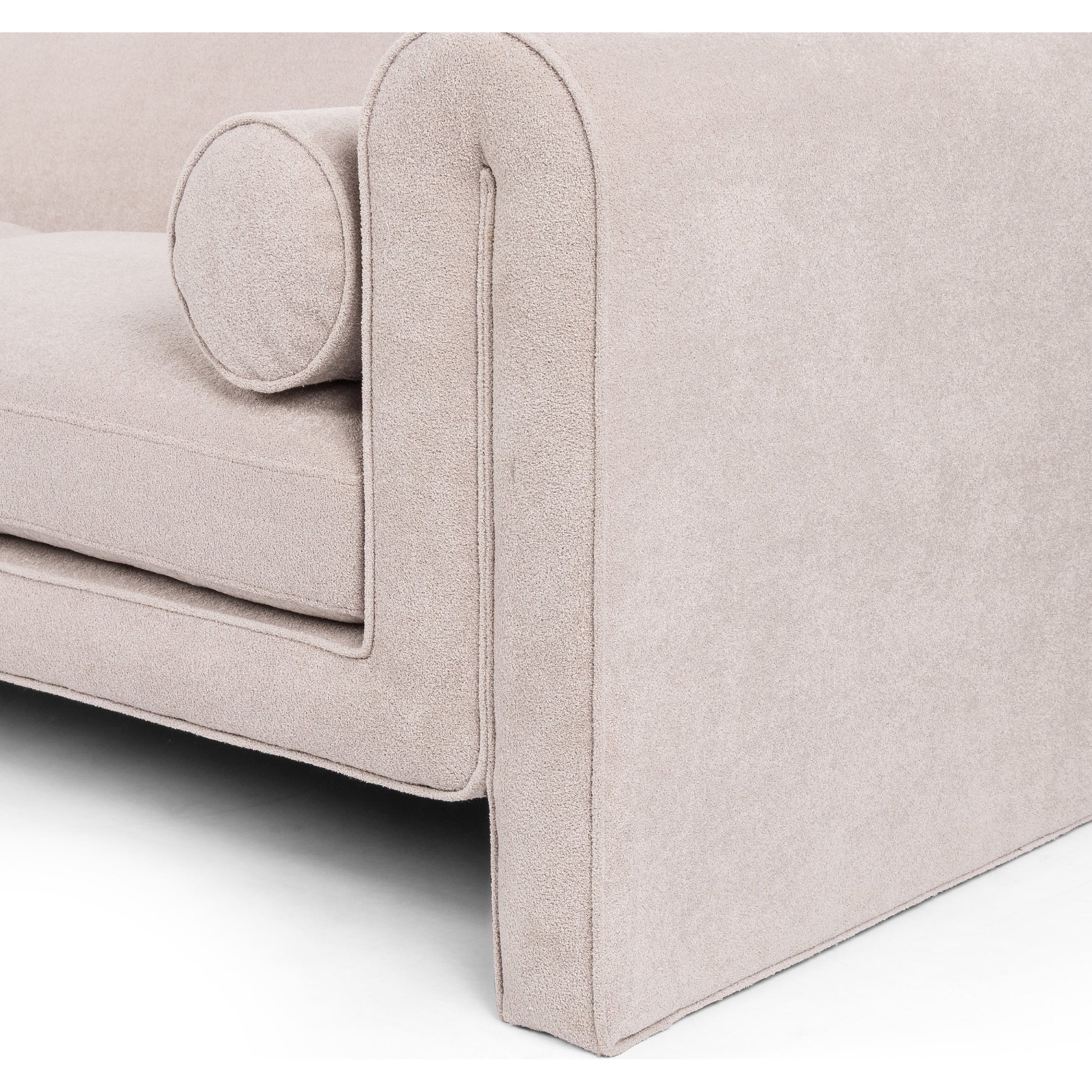 Mitchell Sofa by Four Hands in piermont sand. Made from 100% polyester, eucalyptus plywood, 100% polypropylene in a transitional style.