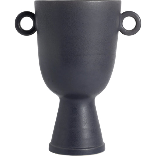 Anillo Wide Vase by Four Hands in matte black ceramic and matte black. Made from ceramic in a modern style.
