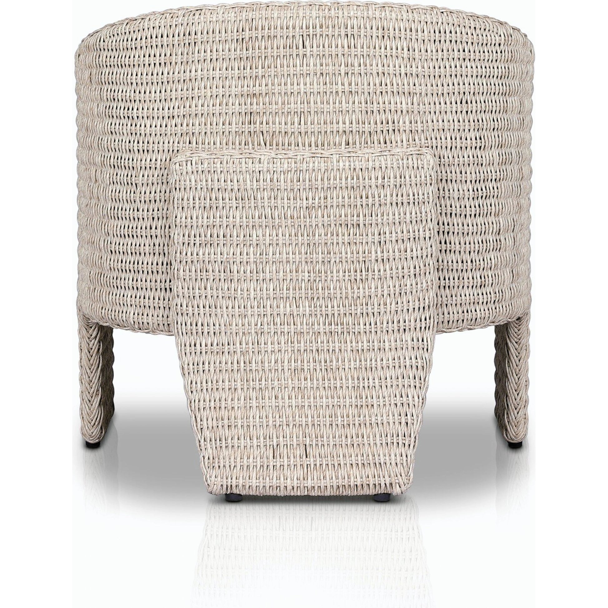 Fae Outdoor Chair by Four Hands in stinson white. Made from 100% olefin, 100% polyethylene, 91% polyurethane foam pad, 9% polyester fiber batting in a modern style.