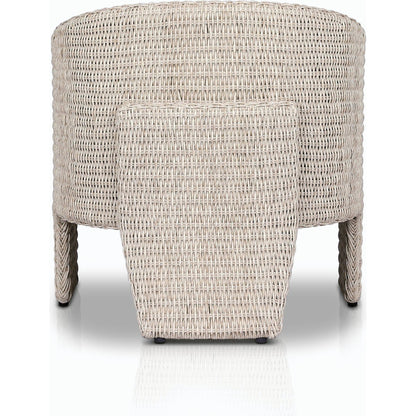 Fae Outdoor Chair by Four Hands in stinson white. Made from 100% olefin, 100% polyethylene, 91% polyurethane foam pad, 9% polyester fiber batting in a modern style.