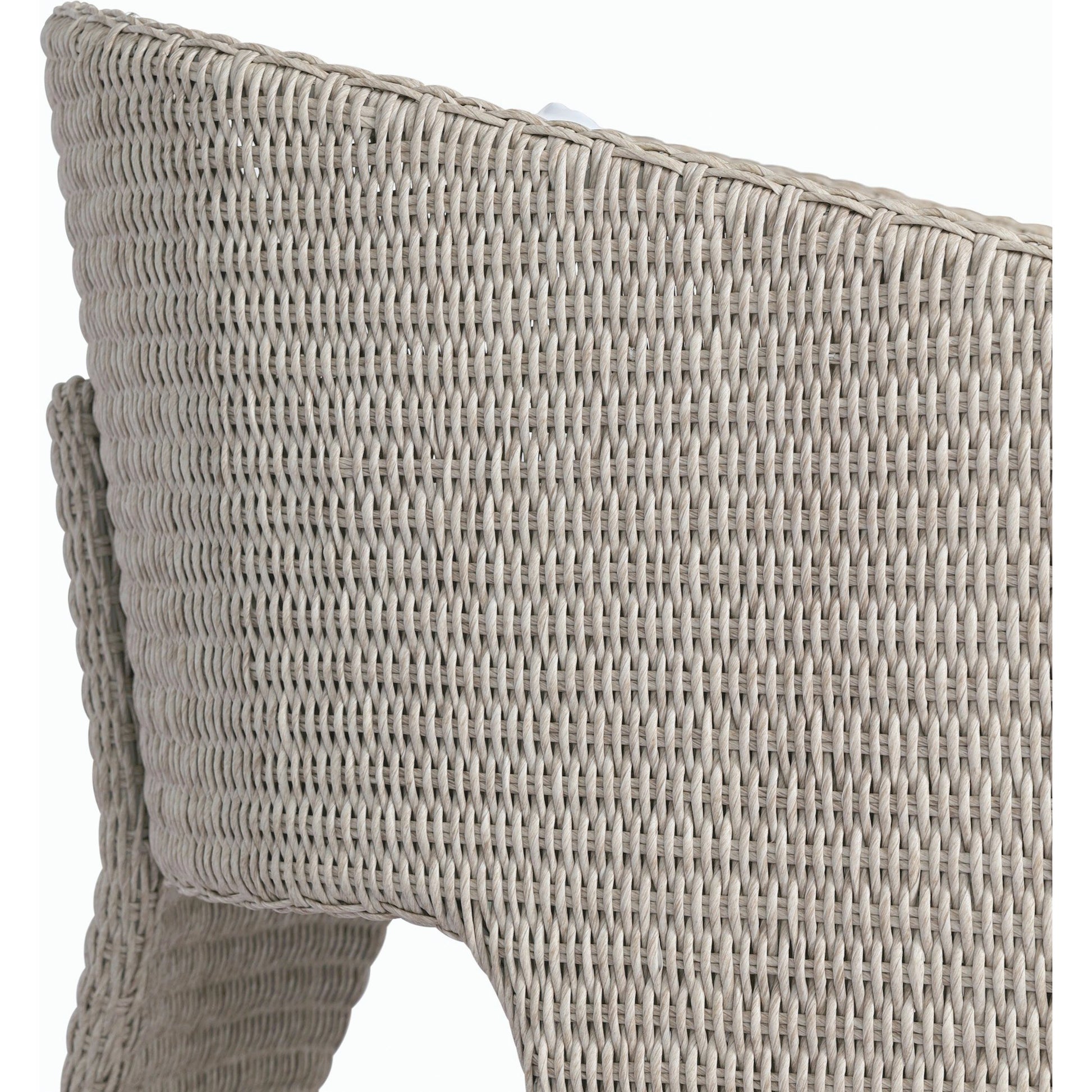Fae Outdoor Chair by Four Hands in stinson white. Made from 100% olefin, 100% polyethylene, 91% polyurethane foam pad, 9% polyester fiber batting in a modern style.