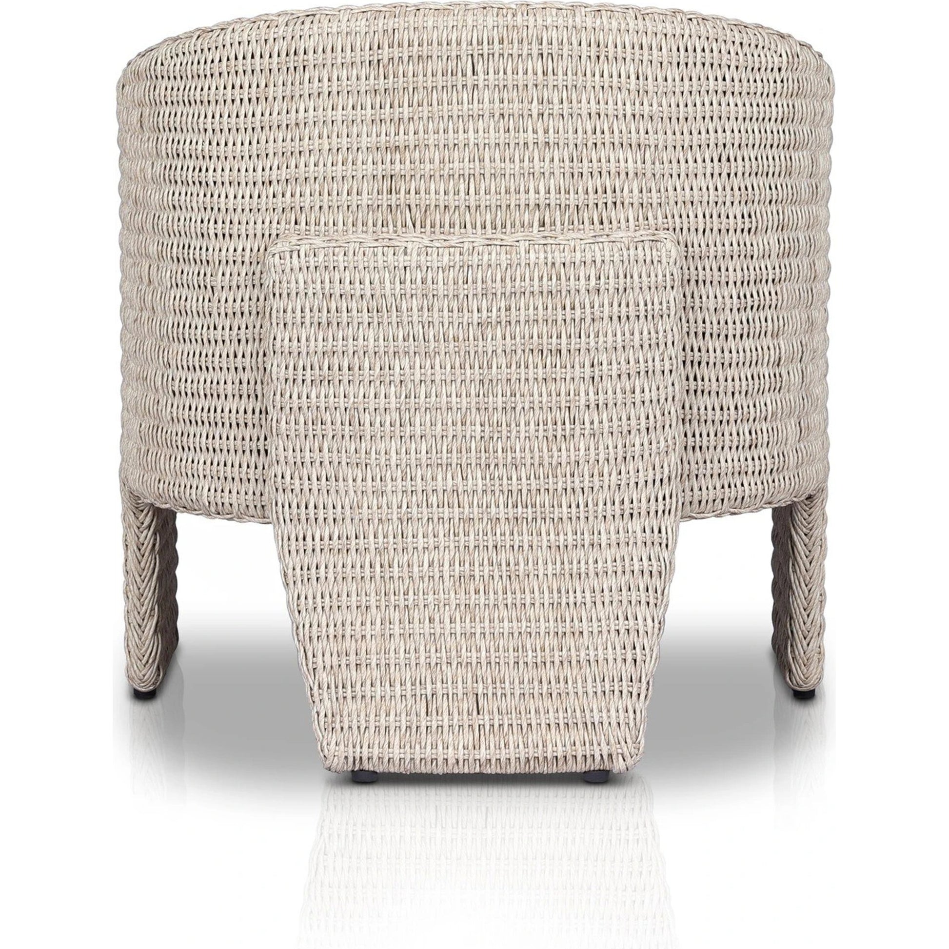 Fae Outdoor Chair by Four Hands in stinson white. Made from 100% olefin, 100% polyethylene, 91% polyurethane foam pad, 9% polyester fiber batting in a modern style.